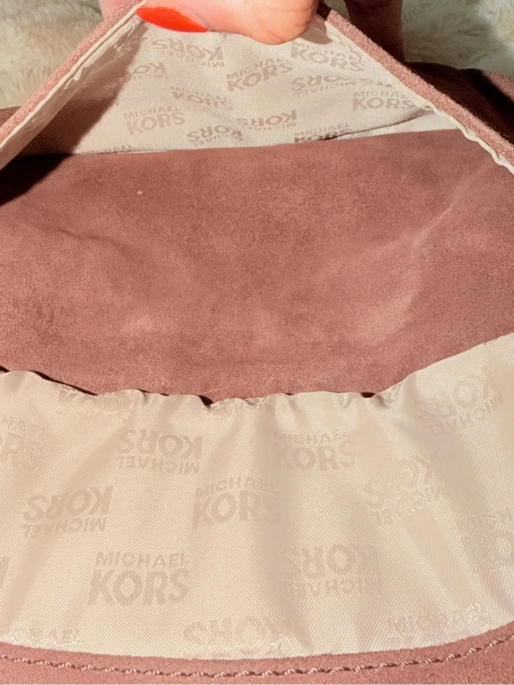 Michael Kors Hudson Hobo  Brown Suede Shoulder Bag